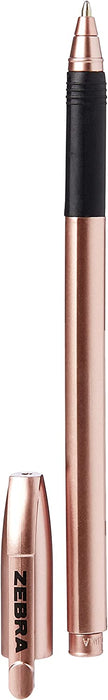 Zebra Pen Z Grip Black Pens Ballpoint, Super Trendy Rose Gold Ballpoint Pens with Triangular Barrel, Pens, Black Ink, Reliable Black Biro Pens Multipack for Everyday Use-Medium Point, 3 pk,Pack of 2
