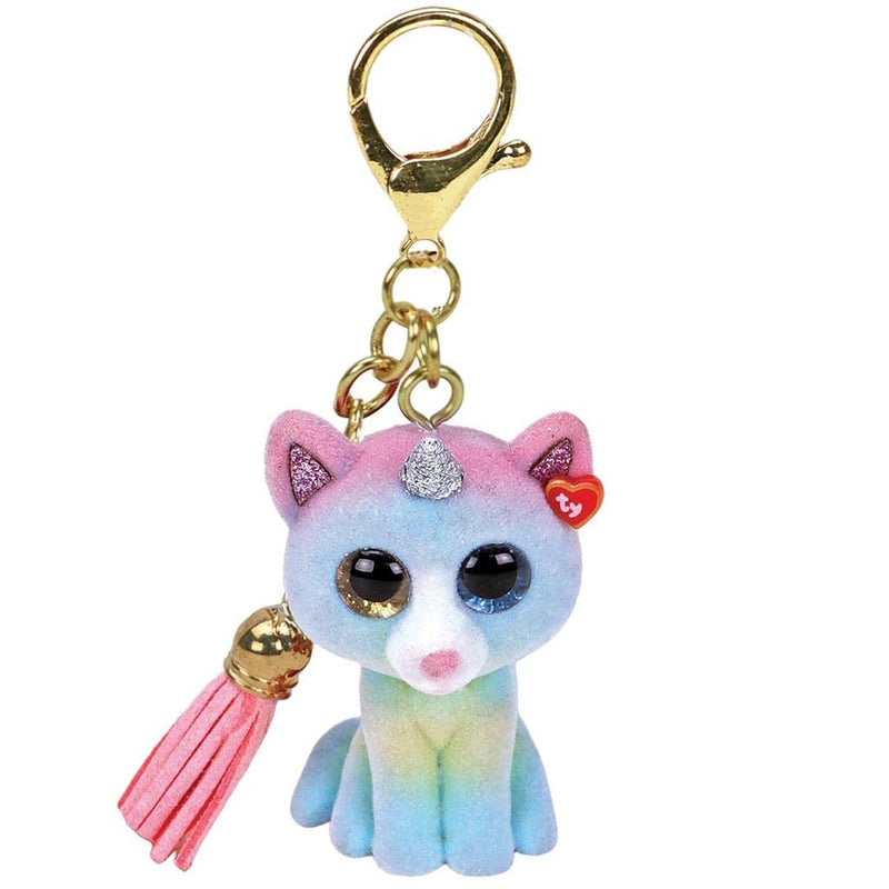 TY- Heather Cat Clip de Peluche, Estampado Animal, Multicolor, 9 cm (25059