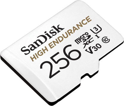 SanDisk High Endurance microSDXC Speicherkarte 256 GB + Adapter (Für Dash-Cams und private Überwachungskameras, 100 MB/s Lesen, V30 für Full-HD und 4K-Videos