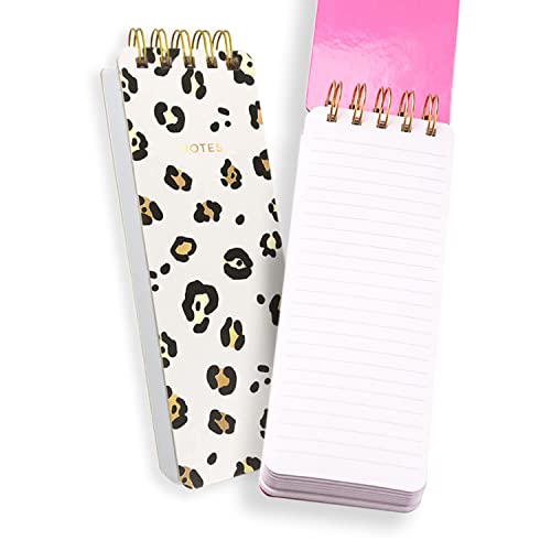 Eccolo Spiral Memo List Pad, Sturdy Covers, 3x8.5", 300 Pages, Leopard