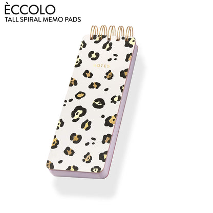 Eccolo Spiral Memo List Pad, Sturdy Covers, 3x8.5", 300 Pages, Leopard