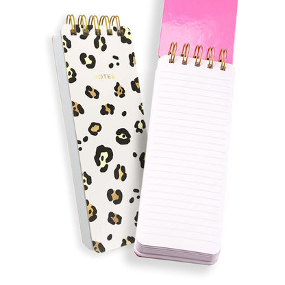 Eccolo Spiral Memo List Pad, Sturdy Covers, 3x8.5", 300 Pages, Leopard