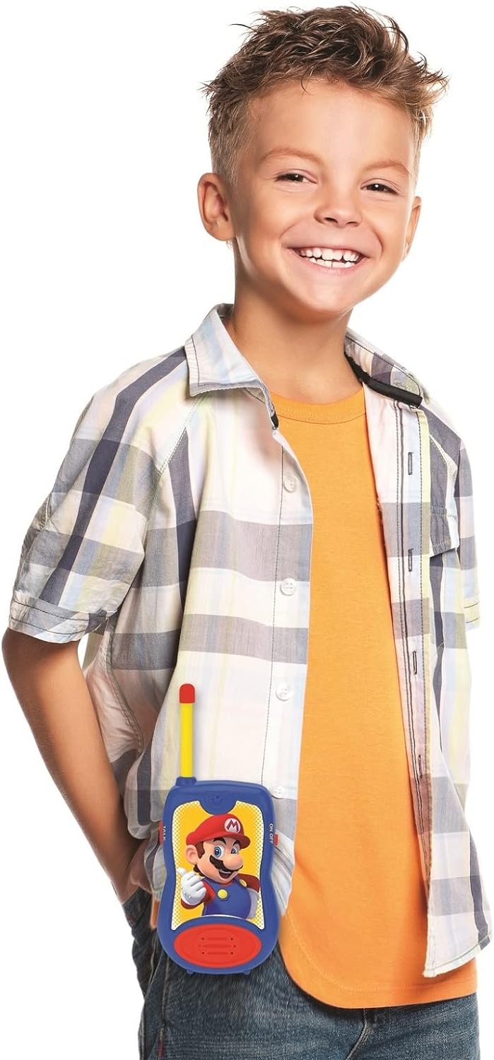 LEXIBOOK TW12NI Brothers Nintendo Super Mario Walkie-talkies, Communication Game for Children/Boys, Belt Clip for Transport, Battery, Blue/Red