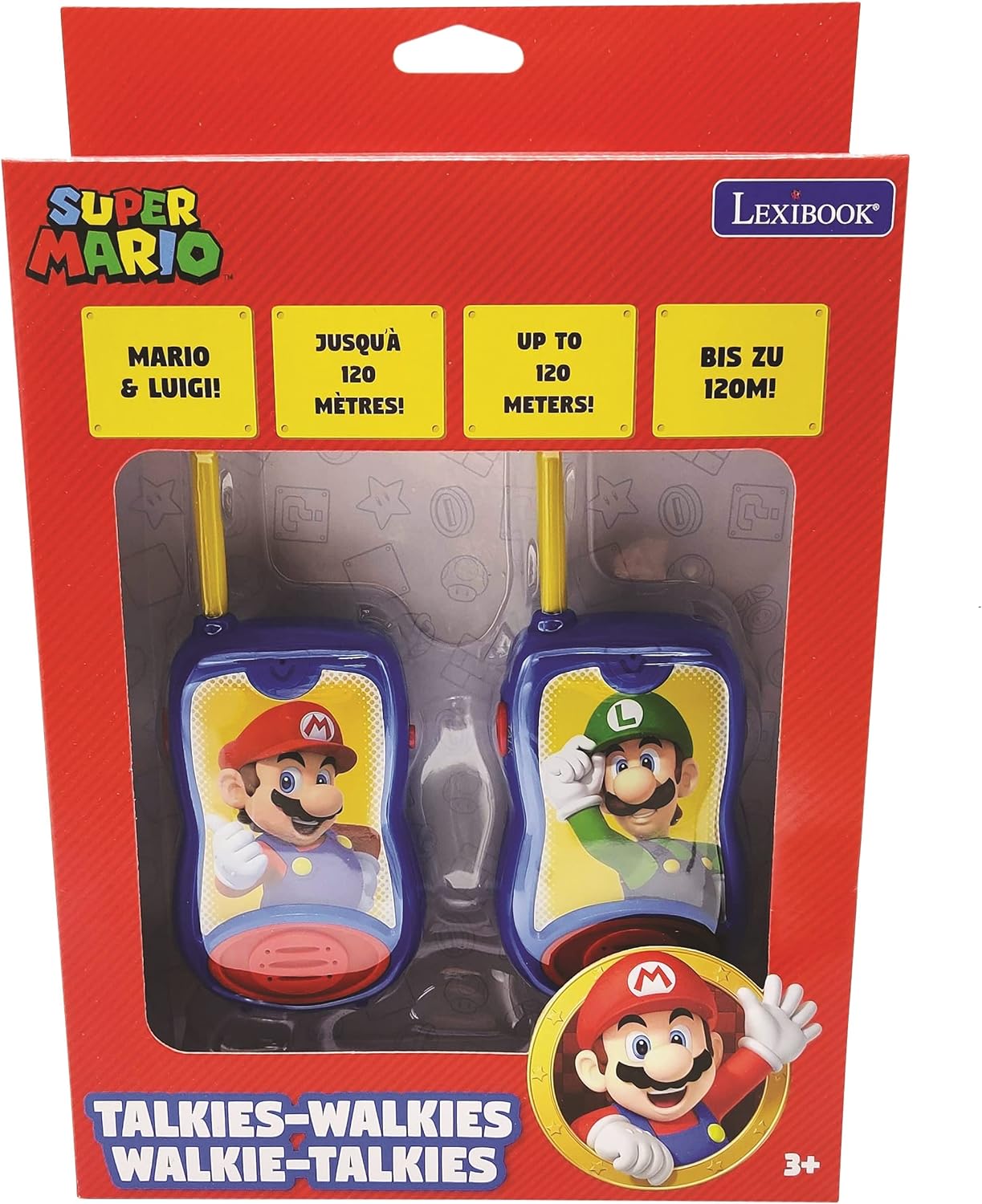LEXIBOOK TW12NI Brothers Nintendo Super Mario Walkie-talkies, Communication Game for Children/Boys, Belt Clip for Transport, Battery, Blue/Red
