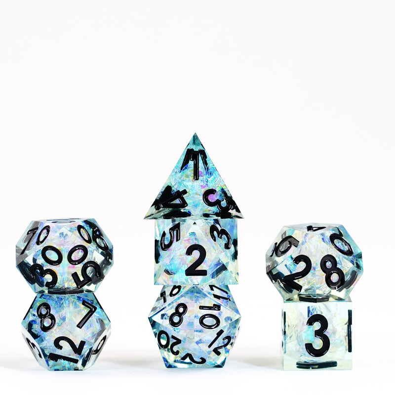 FanRoll by Metallic Dice Games handgefertigtes DND-Würfelset aus Kunstharz, scharfkantig, gefangener Frost, Rollenspiel-Würfel für Dungeons und Drachen