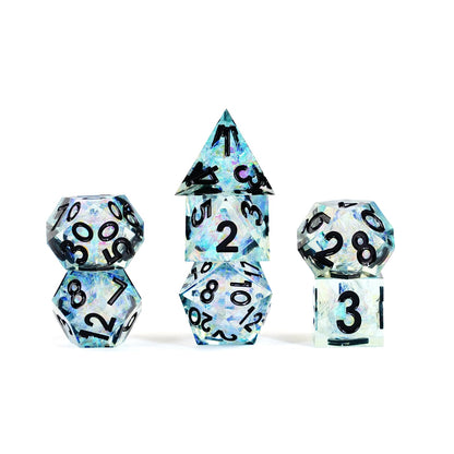 FanRoll by Metallic Dice Games Handcrafted Sharp Edge Resin DND Dice Set: Captured Frost, Role Playing Game Dice for Dungeons and Dragons