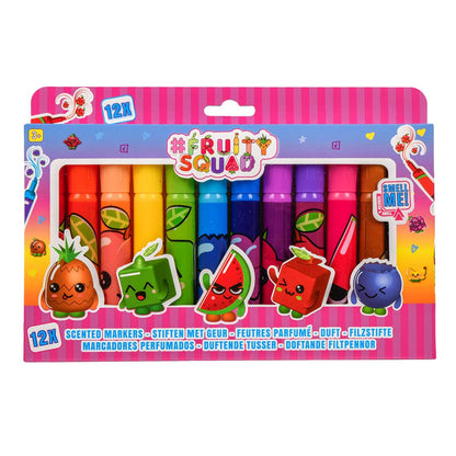 Jouetprive-Fruity Squad Markers Super Wide Tip with Fragrance, 12 pieces.
