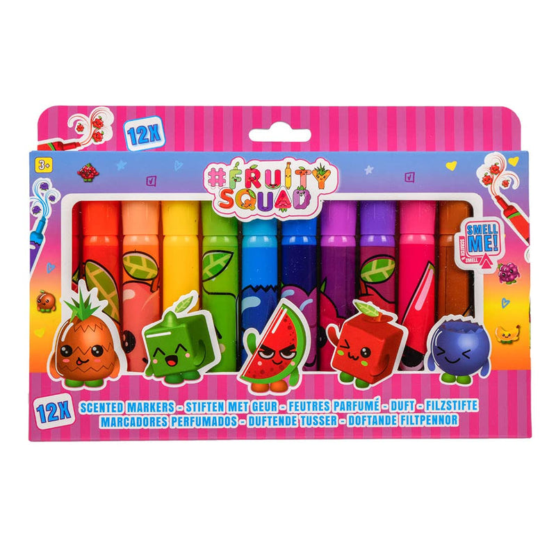 Jouetprive-Fruity Squad Markers Super Wide Tip with Fragrance, 12 pieces.