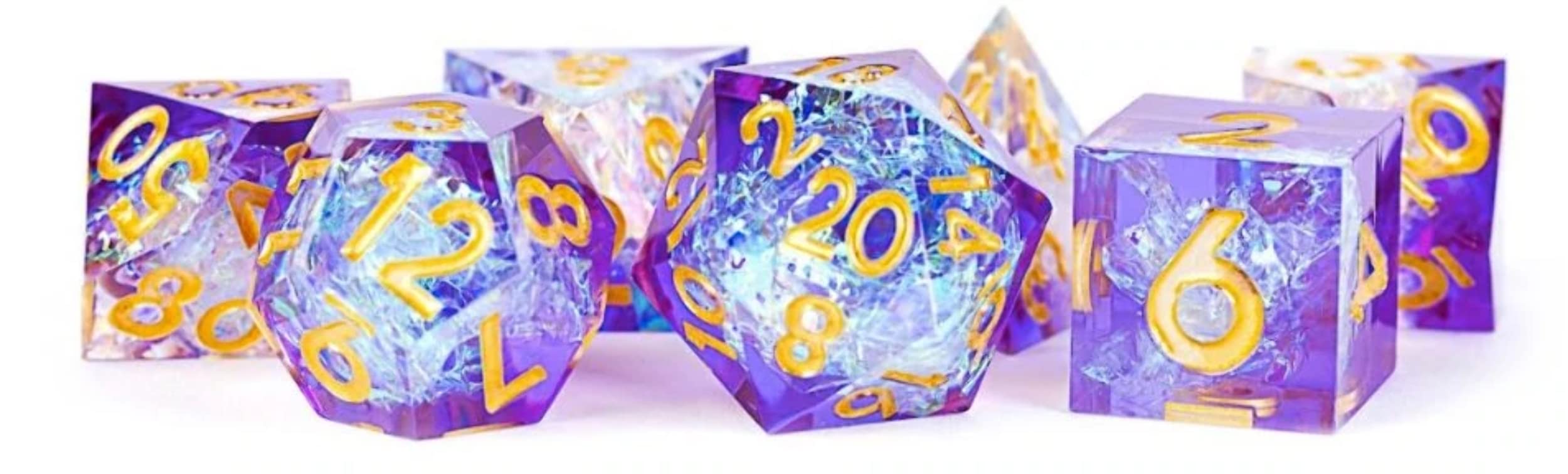 FanRoll by Metallic Dice Games Handcrafted Sharp Edge Resin DND Dice Set: Royal Geode, Role Playing Game Dice for Dungeons and Dragons