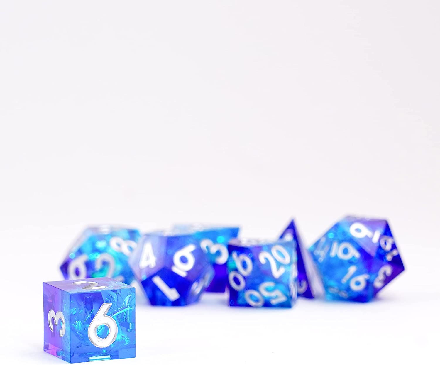 FanRoll by Metallic Dice Games Handcrafted Sharp Edge Resin DND Dice Set: Oceanic Flare, Role Playing Game Dice for Dungeons and Dragons Oceanic Fare