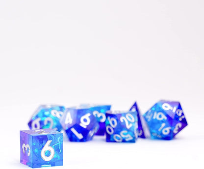 FanRoll by Metallic Dice Games Handcrafted Sharp Edge Resin DND Dice Set: Oceanic Flare, Role Playing Game Dice for Dungeons and Dragons Oceanic Fare
