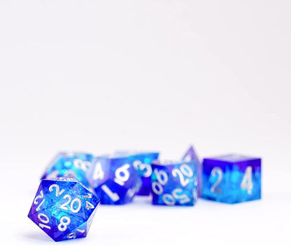 FanRoll by Metallic Dice Games Handcrafted Sharp Edge Resin DND Dice Set: Oceanic Flare, Role Playing Game Dice for Dungeons and Dragons Oceanic Fare