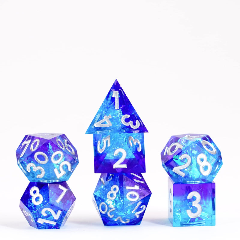 FanRoll by Metallic Dice Games Handcrafted Sharp Edge Resin DND Dice Set: Oceanic Flare, Role Playing Game Dice for Dungeons and Dragons Oceanic Fare