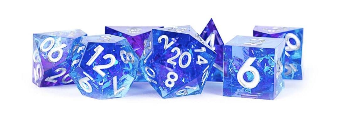 FanRoll by Metallic Dice Games Handcrafted Sharp Edge Resin DND Dice Set: Oceanic Flare, Role Playing Game Dice for Dungeons and Dragons Oceanic Fare