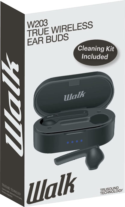 Walk Audio True Wireless In Ear Earphones/In Ear Headphones Plus Cleaning Kit with Bass Boost TruSound Technology