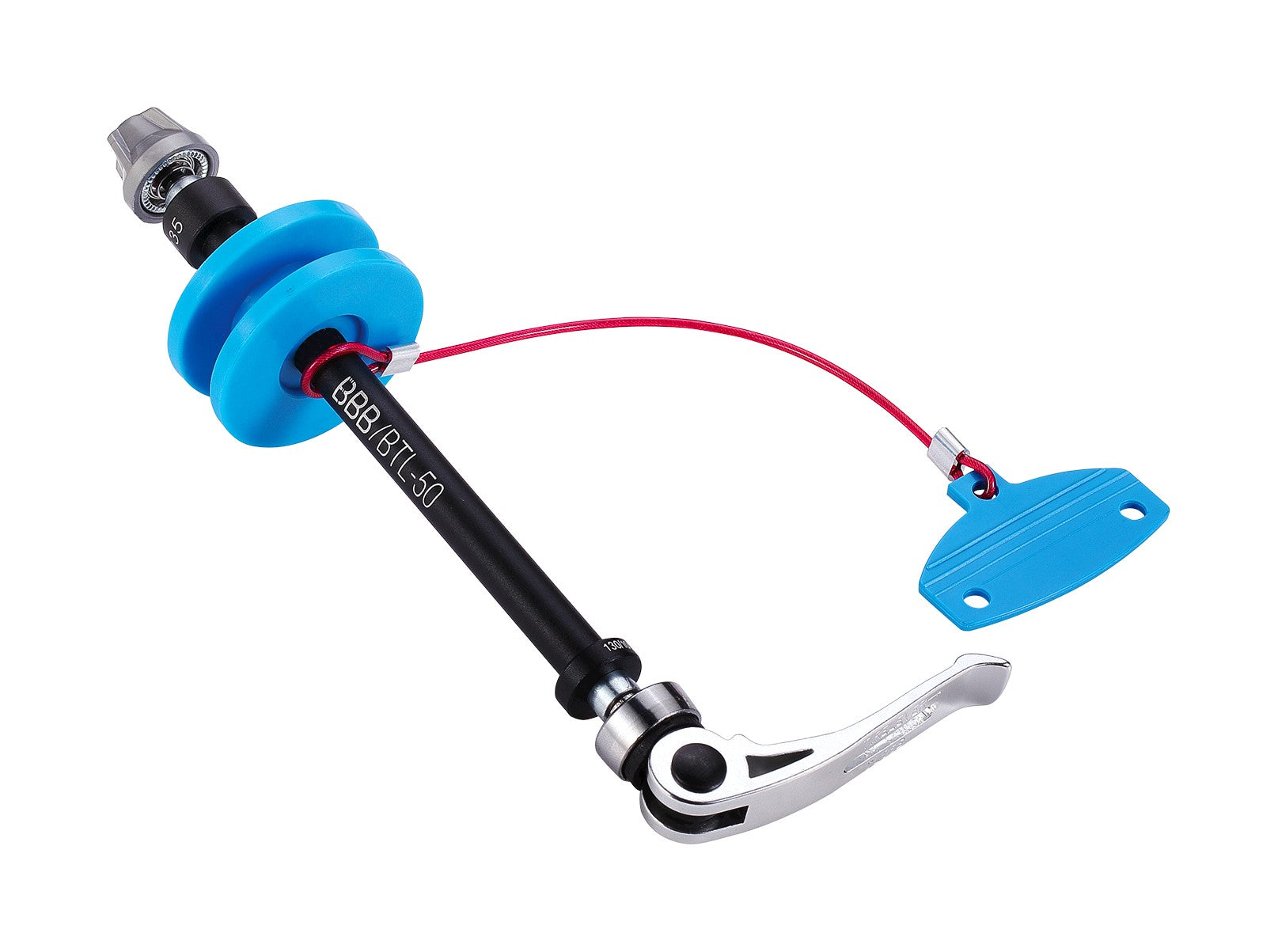 BBB Cycling ChainGrip 135mm Quick-Release Axle System Tool for Mountain Bikes, 135mm, Black/Silver