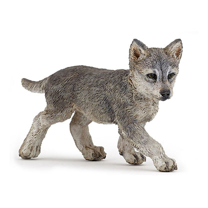 PAPO Wild Animal Kingdom Wolf Cub Toy Figure, Grey (50162)