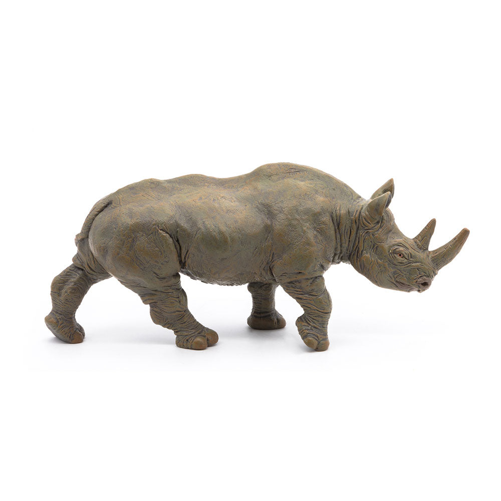 PAPO Wild Animal Kingdom Black Rhinoceros Toy Figure, Grey/Brown (50066)