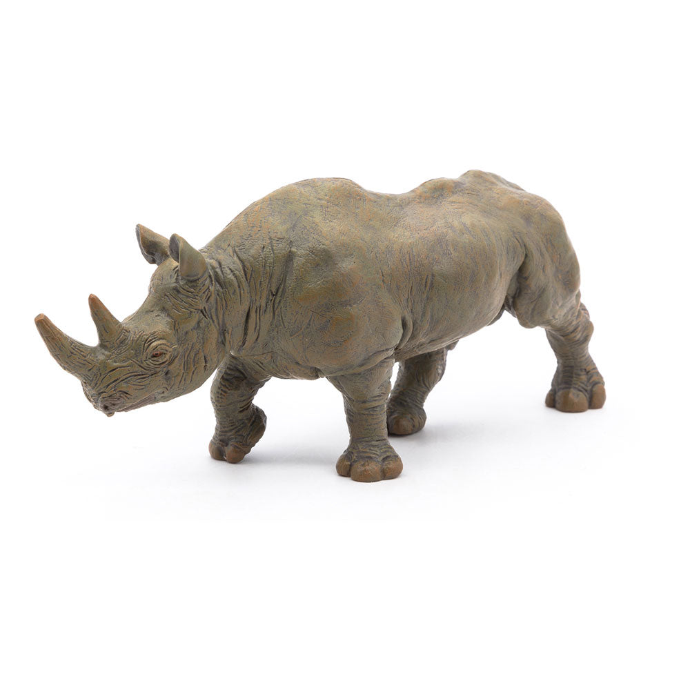 PAPO Wild Animal Kingdom Black Rhinoceros Toy Figure, Grey/Brown (50066)