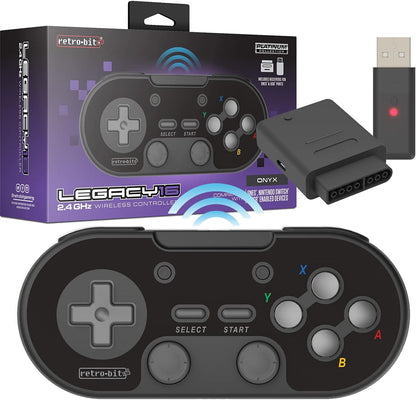 Retro-Bit Legacy16 2.4 Ghz Wireless Controller for SNES, Switch, PC, Mac, Raspberry Pi and Steam - Onyx Black (Nintendo Switch//
