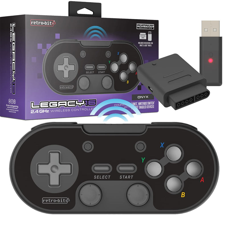 Retro-Bit Legacy16 2.4 Ghz Wireless Controller for SNES, Switch, PC, Mac, Raspberry Pi and Steam - Onyx Black (Nintendo Switch//