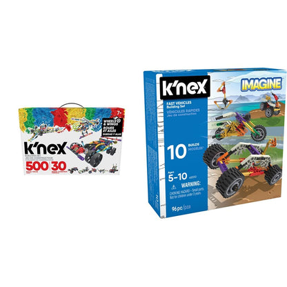 K'Nex 80208 Wings and Wheel Building Set, 500 Piece, Colourful 30 Model Building Construction Toy for Children Aged 7 + & Imagine 45510 10 Model Beginner Fun Fast Vehicles Building Set