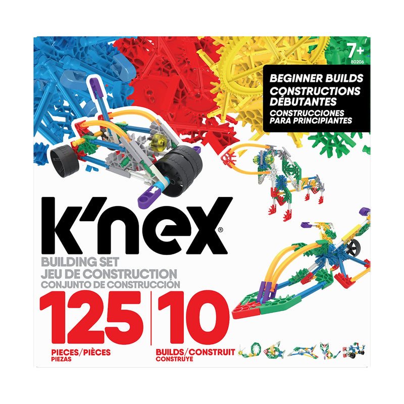 K'NEX 80206 Beginner Building Set, Build 10 3D Models, Educational Toys, 125 Piece Stem Learning Kit, Engineering for Kids, Colourful Construction Toy for Children Aged 7 +