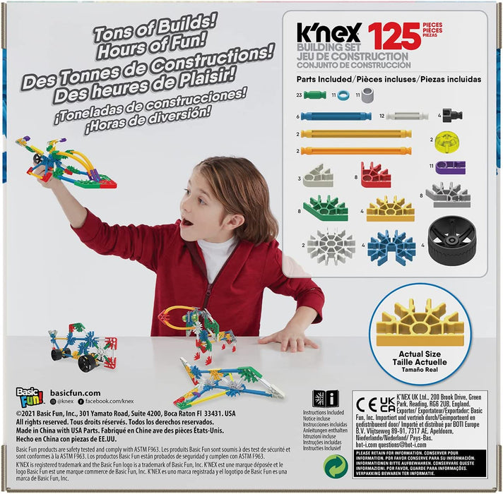 K'NEX 80206 Beginner Building Set, Build 10 3D Models, Educational Toys, 125 Piece Stem Learning Kit, Engineering for Kids, Colourful Construction Toy for Children Aged 7 +