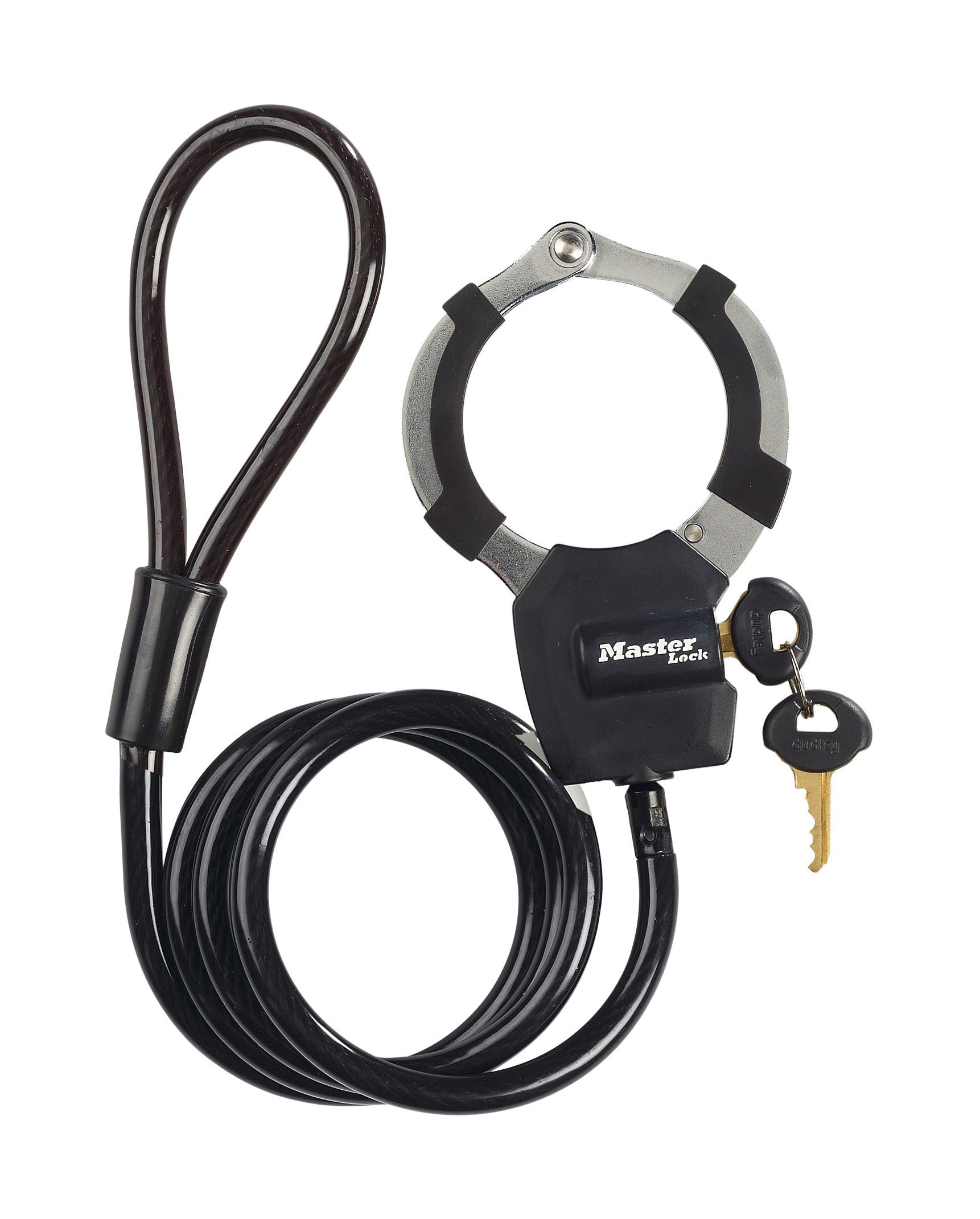 MASTER LOCK Bike Lock Cable with Cuff, Key, 1000 x 80 x 27 mm, for bike scooter quad stroller