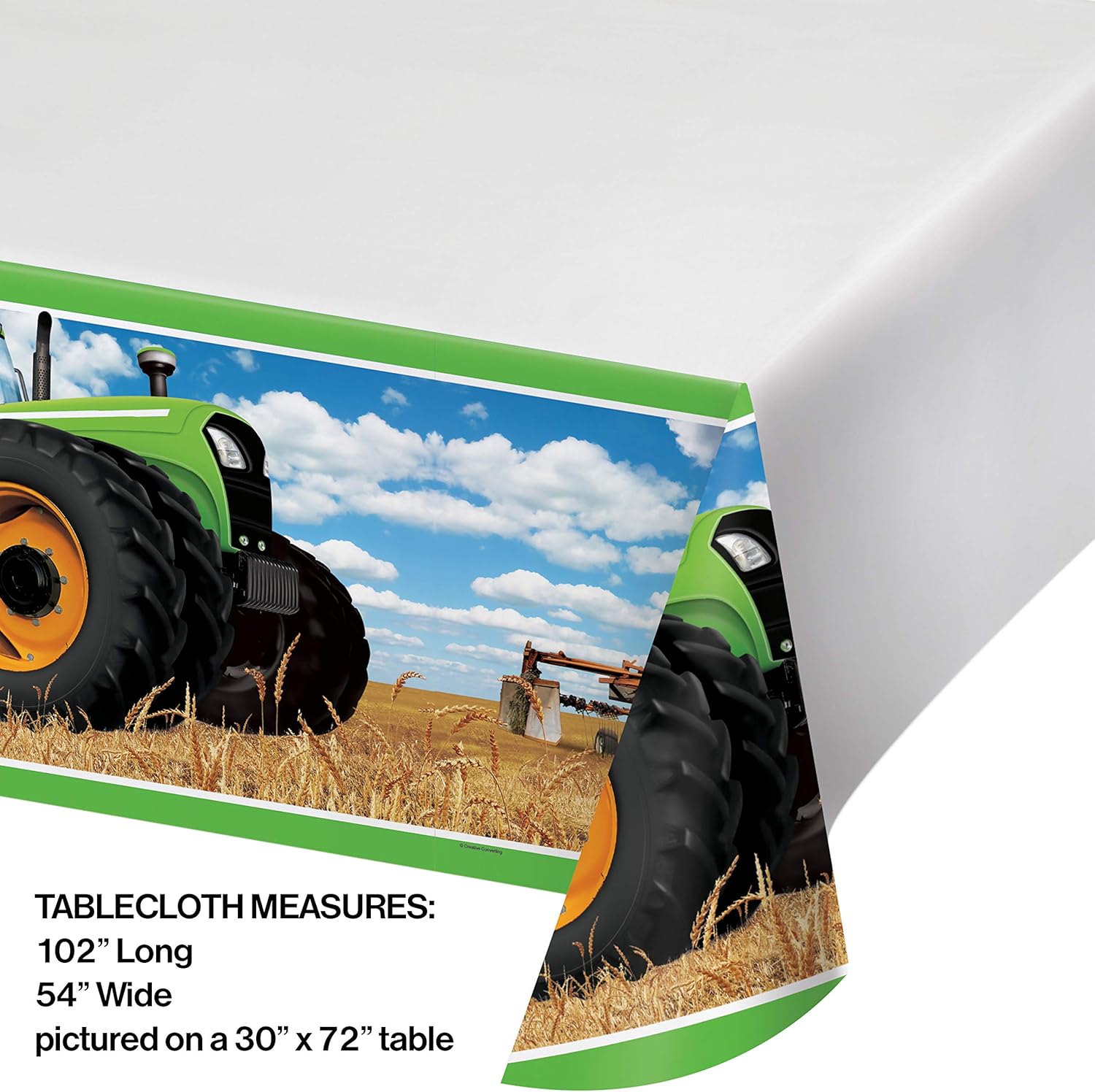 Creative Converting Tractor Time - Cubierta de plástico para Mesa (1 Unidad, 54 x 102 cm