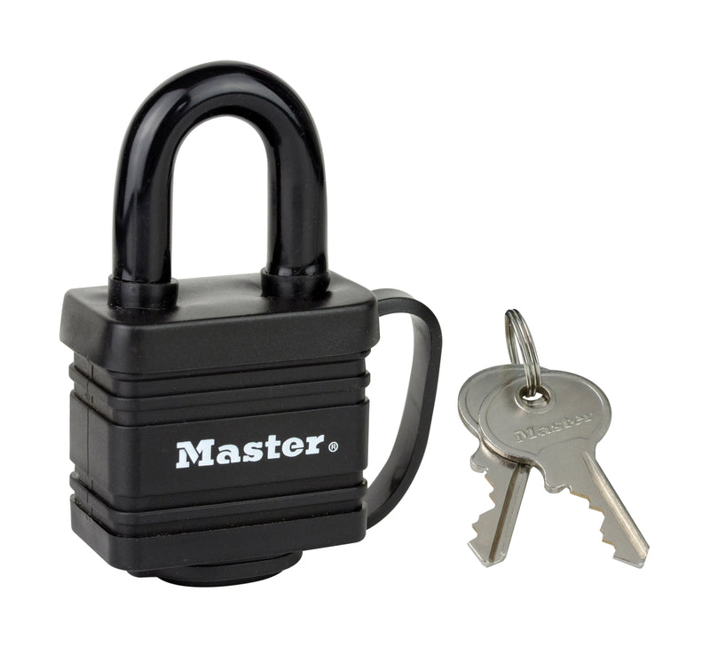 Master Lock 7804EURD Laminated Padlock with Key and Thermoplastic Cover, Black, 7,8 x 4 x 2,9 cm