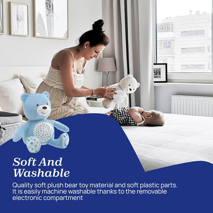 Chicco - First Dreams Teddybeer - Zachte Pluchen Knuffel met Nachtlampje - Lichteffecten en Muziek - Vanaf 0+ Maanden - Blauw