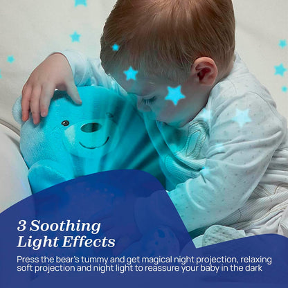 Chicco - First Dreams Teddybeer - Zachte Pluchen Knuffel met Nachtlampje - Lichteffecten en Muziek - Vanaf 0+ Maanden - Blauw