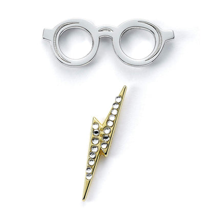 Harry Potter Official Glasses & Lightning Bolt Pin Badge by The Carat Shop