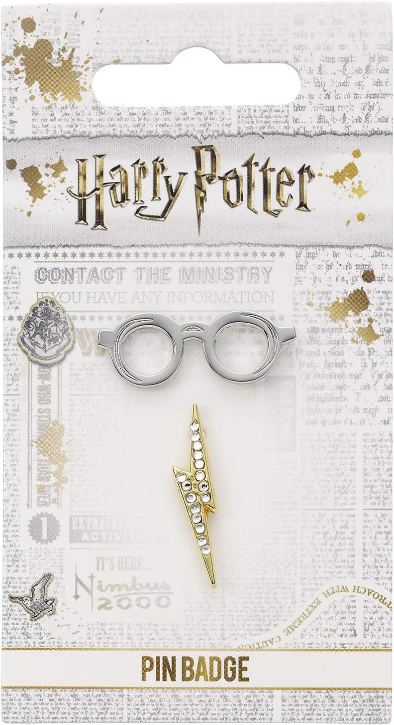 Harry Potter Official Glasses & Lightning Bolt Pin Badge by The Carat Shop