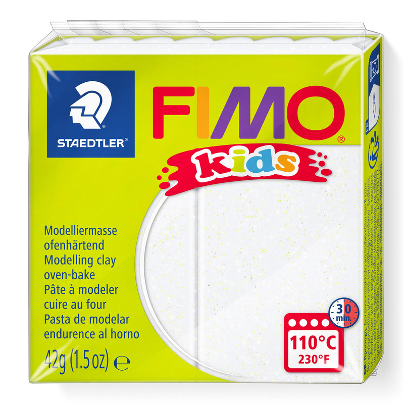 Fimo Kids Modelling Clay, Glitter White, 42 g