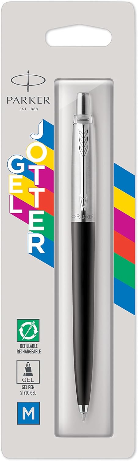 Parker Jotter Originals Gel Pen |Classic Black Finish | Medium Point (0.7 mm) | Blue Ink