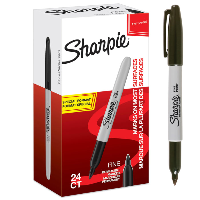 Sharpie Permanent Markers, Fine Point, Black, 24 Count