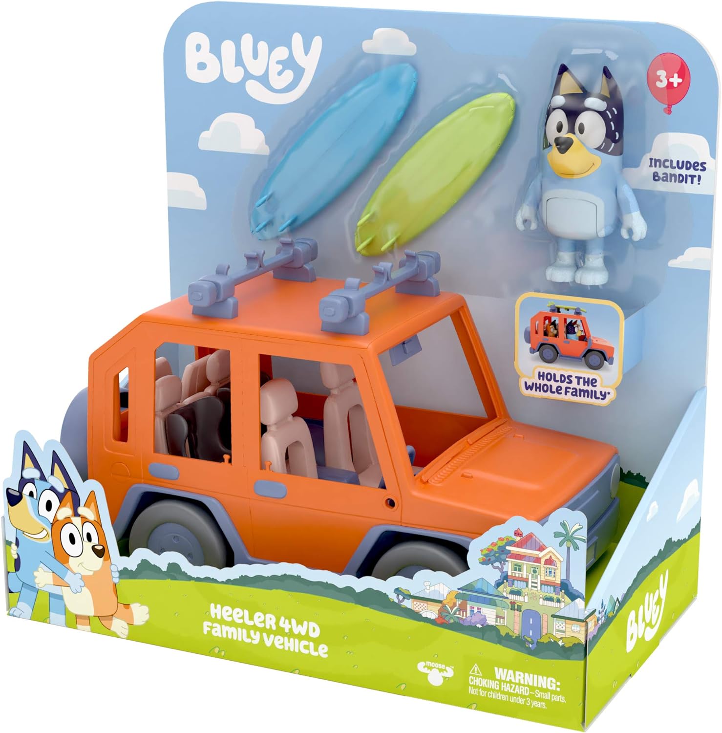 BlueY Heeler-Familienwagen, inklusive Bandit-Figur: 1 Fahrzeug mit Platz für 4 Figuren - offizieller Sammelartikel