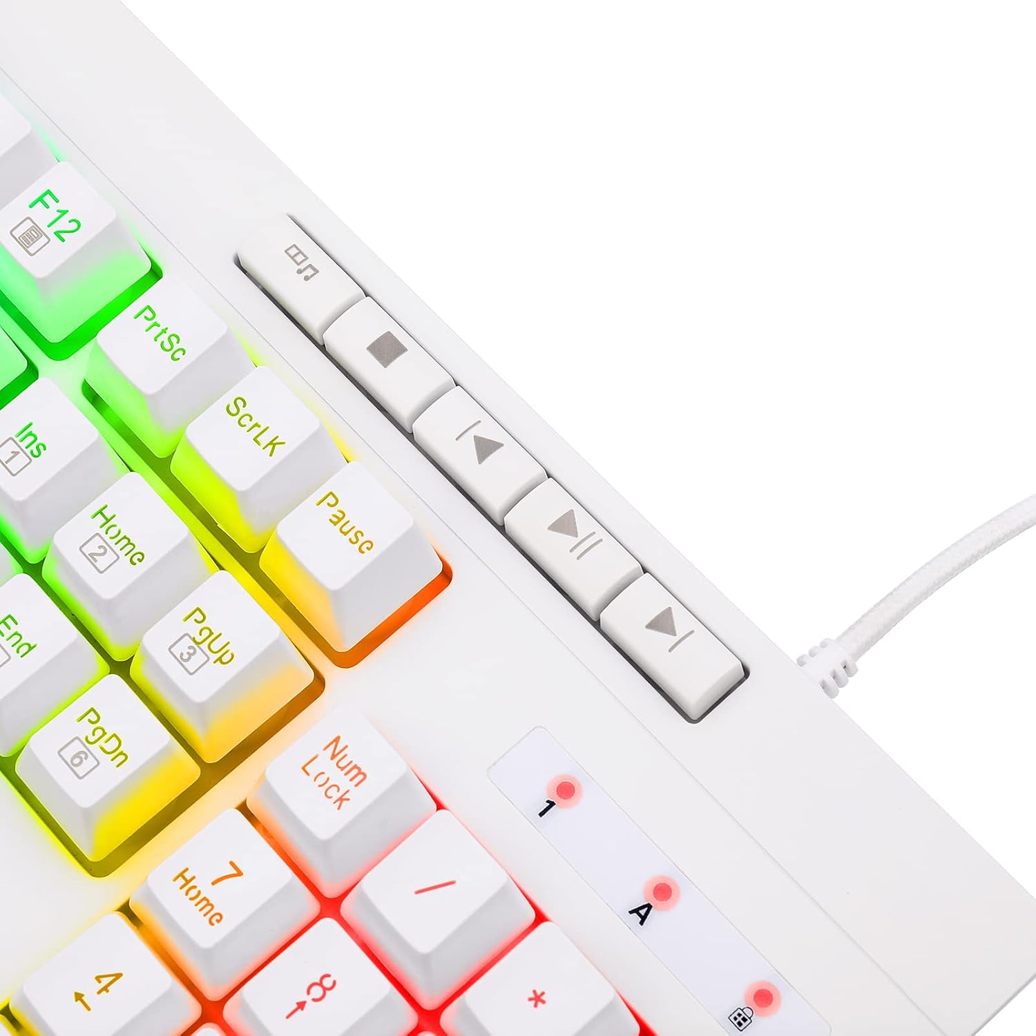 REDRAGON K512 Shiva White, RED-K512W-RGB, Multicolor RGB Backlight, Membrane Keyboard