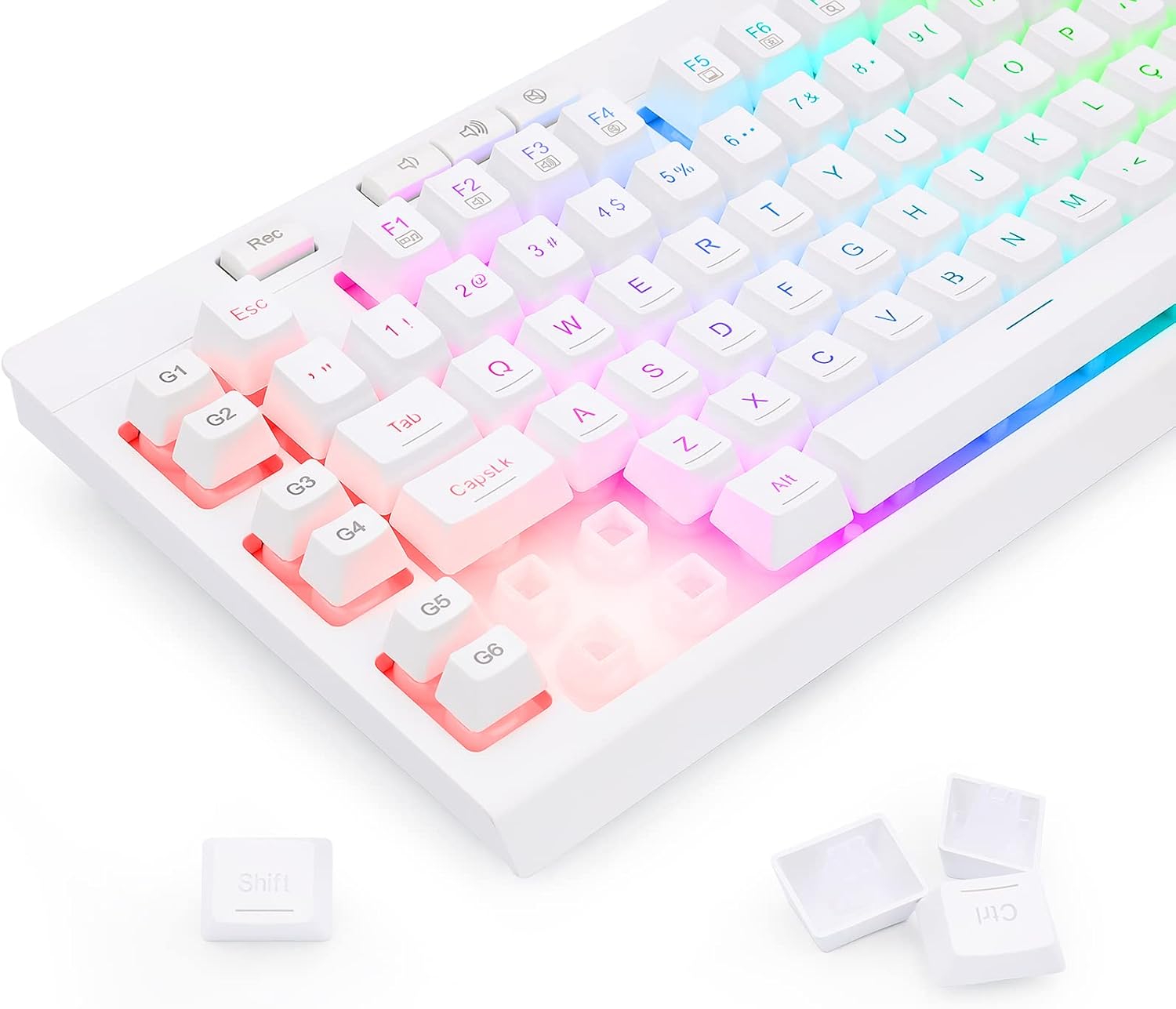 REDRAGON K512 Shiva White, RED-K512W-RGB, Multicolor RGB Backlight, Membrane Keyboard