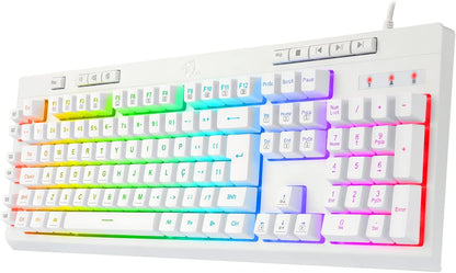 REDRAGON K512 Shiva White, RED-K512W-RGB, Multicolor RGB Backlight, Membrane Keyboard