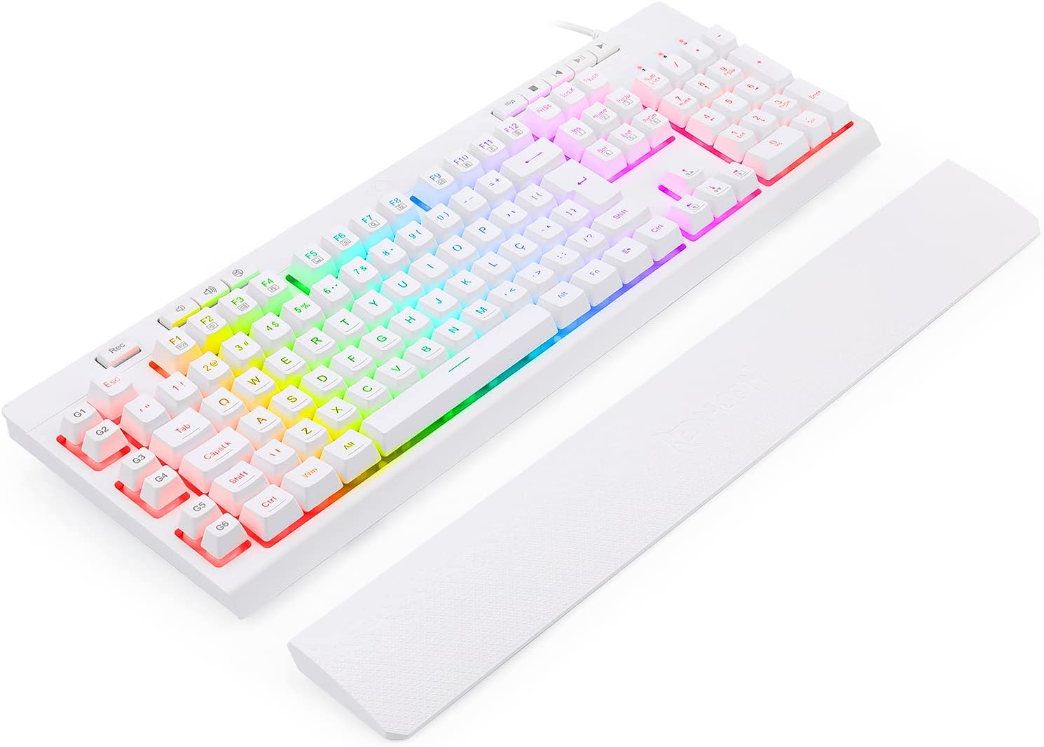 REDRAGON K512 Shiva White, RED-K512W-RGB, Multicolor RGB Backlight, Membrane Keyboard