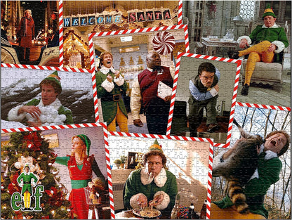 Winning Moves Buddy the Elf 1000 Piece Jigsaw Puzzle Game, Piece together a montage of scenes from the Elf movie including Miles Finch, Jovie and Santa, Great gift for ages 8 plus