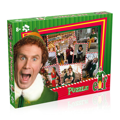 Winning Moves Buddy the Elf 1000 Piece Jigsaw Puzzle Game, Piece together a montage of scenes from the Elf movie including Miles Finch, Jovie and Santa, Great gift for ages 8 plus