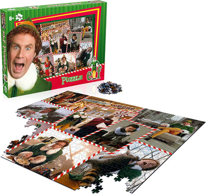 Winning Moves Buddy the Elf 1000 Piece Jigsaw Puzzle Game, Piece together a montage of scenes from the Elf movie including Miles Finch, Jovie and Santa, Great gift for ages 8 plus