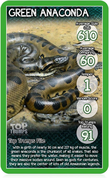 Top Trumps Snakes Classics Card Game, learn interesting facts about the King Cobra, Death Adder and the Grass Snake in this educational packed game, 2 plus players makes a great gift for ages 6 plus S