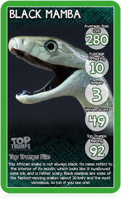 Top Trumps Snakes Classics Card Game, learn interesting facts about the King Cobra, Death Adder and the Grass Snake in this educational packed game, 2 plus players makes a great gift for ages 6 plus S
