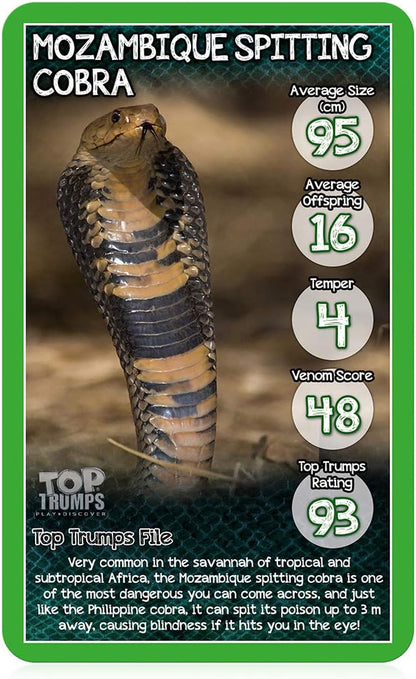 Top Trumps Snakes Classics Card Game, learn interesting facts about the King Cobra, Death Adder and the Grass Snake in this educational packed game, 2 plus players makes a great gift for ages 6 plus S