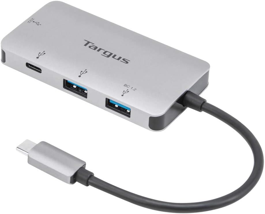 Targus USB-C Multi-Port Hub with 2x USB-A and 2x USB-C Ports with 100W PD Pass-Thru, Gray (ACH228EU